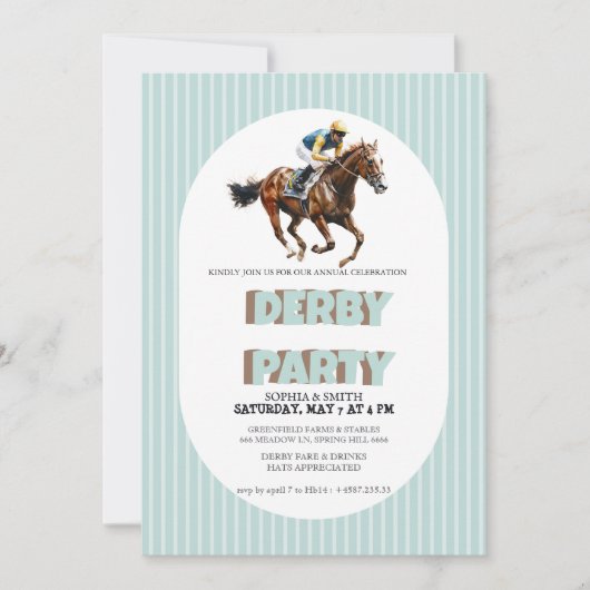 Elegant Derby Party Invitation for Horse Racing Ce 招待状 (正面)
