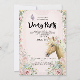 Elegant Derby Party Invitation with Floral Accents 招待状