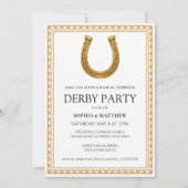 Elegant Derby Party Invitation with Gold Horseshoe 招待状 (正面)