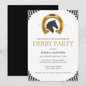 Elegant Derby Party Invitation with Gold Horseshoe 招待状 (正面/裏面)