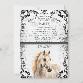 Elegant Derby Party Invitation With Horse Illustra シーズンカード