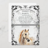 Elegant Derby Party Invitation With Horse Illustra シーズンカード (正面/裏面)
