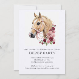 Elegant Derby Party Invitation with Horse Illustra 招待状