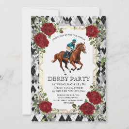 Elegant Derby Party Invitation with Horse Racing I 招待状