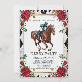 Elegant Derby Party Invitation with Horse Racing I 招待状