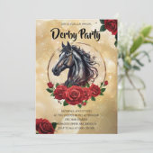 Elegant Derby Party Invitation with Roses and Hors 招待状 (スタンド正面)