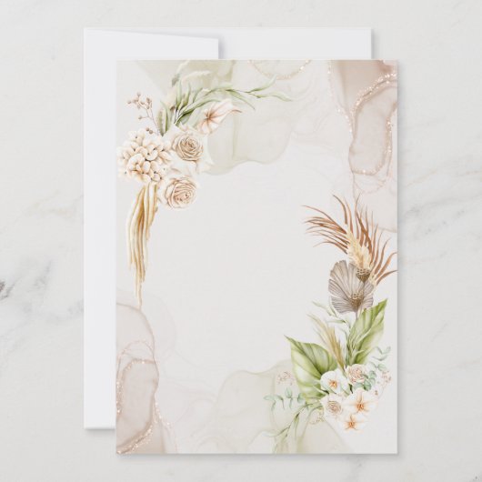 Elegant Desert Chic Pampas & Palm Wedding Invitati 招待状 (裏面)