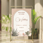 Elegant Desert Flowers Botanical Wedding Sign ポスター