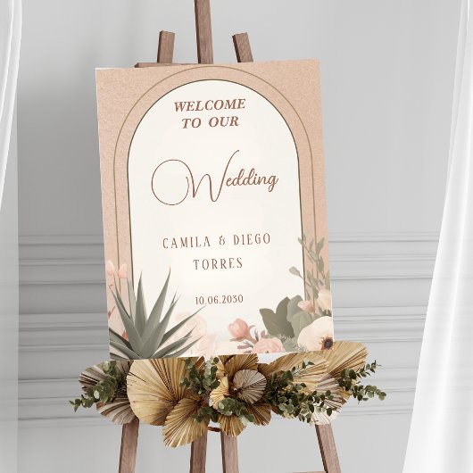 Elegant Desert Flowers Botanical Wedding Sign ポスター