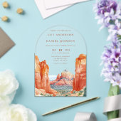 Elegant Desert Mountain Watercolor Wedding Arch アクリル招待状 (インサイチュ (ウェディング))