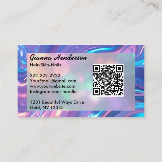 Elegant Design And Light Purple Iridescent  名刺 (裏面)