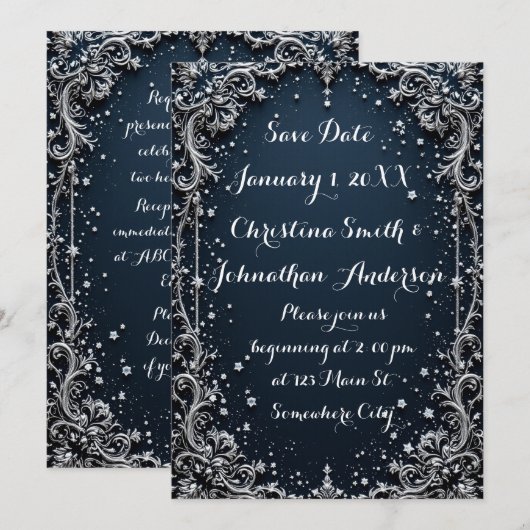 Elegant Design Wedding Invitation 招待状 (正面/裏面)