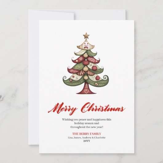 Elegant Designer Christmas Tree Greeting Printable シーズンカード (正面)