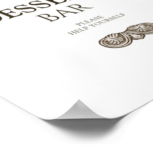 Elegant dessert bar table sign with stone elements ポスター (角)