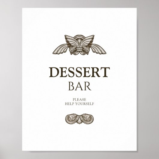 Elegant dessert bar table sign with stone elements ポスター (正面)