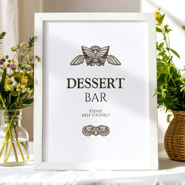 Elegant dessert bar table sign with stone elements ポスター