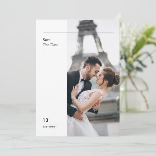 Elegant Destination Wedding Photo Save The Date 招待状 (スタンド正面)
