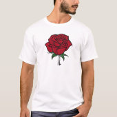 Elegant Detailed Red Rose T-Shirt Illustration Tシャツ (正面)