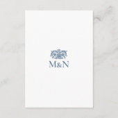 Elegant Details Wedding Monogram Vintage Blue エンクロージャーカード (裏面)