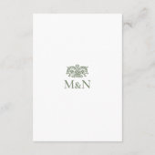 Elegant Details Wedding Monogram Vintage Green エンクロージャーカード (裏面)