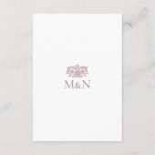 Elegant Details Wedding Monogram Vintage Pink エンクロージャーカード (裏面)