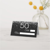 Elegant Diamonds 50th Birthday Party Place Card プレイスカード (正面)