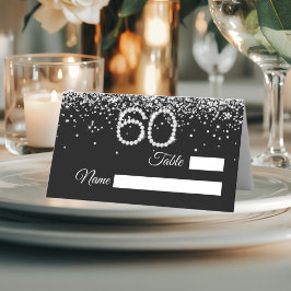 Elegant Diamonds 60th Birthday Party Place Card プレイスカード