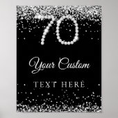 Elegant Diamonds 70th Birthday Party Table Sign ポスター (正面)