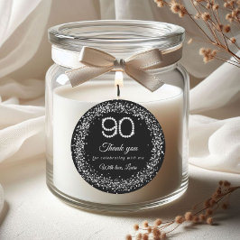 Elegant Diamonds 90th Birthday Thank you Sticker ラウンドシール