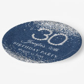 Elegant Diamonds & Denim 30th Birthday Party ペーパープレート (アングル)