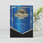 Elegant Diamonds Grad Cap Blue Metallic Graduation 招待状 (スタンド正面)