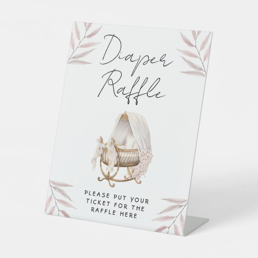 Elegant Diaper Raffle Game Sign Gold Cradle  台座サイン (正面)