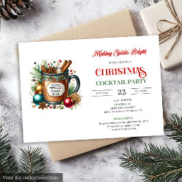 Elegant digital holiday cocktails party invitation 招待状