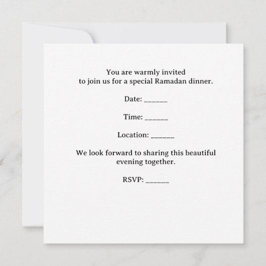 Elegant dinner invitation postcard 招待状 (裏面)