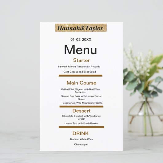 Elegant dinner party menu template (スタンド正面)