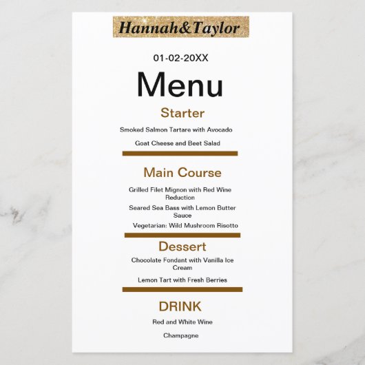 Elegant dinner party menu template (正面)