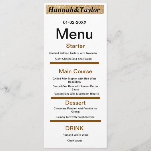 Elegant dinner party menu template メニュー (正面)