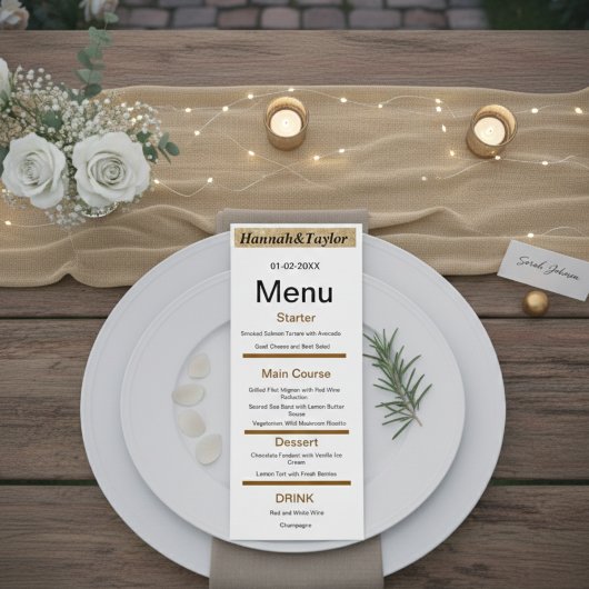 Elegant dinner party menu template メニュー