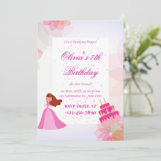 Elegant Disney princess birthday 招待状 (スタンド正面)