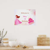 Elegant Disney princess birthday welcome sign ポスター (キッチン)