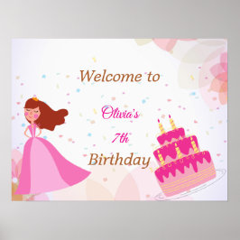 Elegant Disney princess birthday welcome sign ポスター