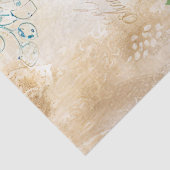 Elegant Distressed Teal Blue Florals & Peacock 薄葉紙 (詳細)