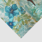 Elegant Distressed Teal Floral & Ravens 薄葉紙 (詳細)