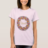 Elegant Diwali Floral Wreath T-Shirt for Women |  Tシャツ (正面)