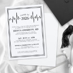 Elegant Doctor Medical Nursing School Graduation 招待状<br><div class="desc">Celebrate the class of 2026! This black and white heartbeat-themed graduation invitation features an elegant mix of classic serif fonts and clean, modern typography for a timeless yet contemporary look. The EKG heart line adds a meaningful touch, perfect for celebrating a medical or nursing school graduate. The background on both...</div>