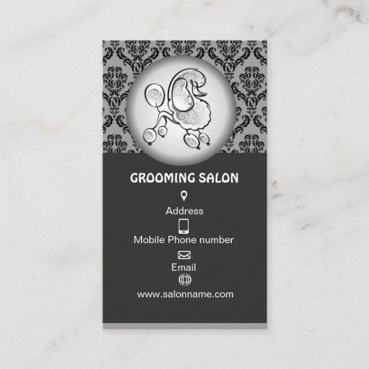 Elegant Dog Grooming Salon Business Card  予約カード (正面)