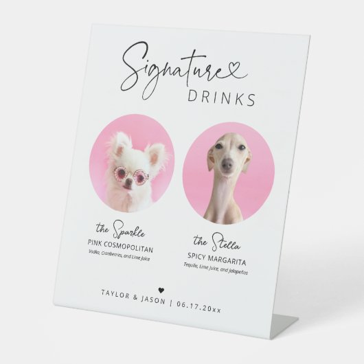 Elegant Dog Signature Drinks | Wedding Bar Sign 台座サイン (正面)