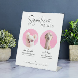 Elegant Dog Signature Drinks | Wedding Bar Sign 台座サイン