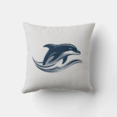Elegant Dolphin Wave Throw Pillow – For Beach Love クッション (裏面)