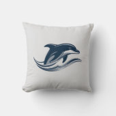 Elegant Dolphin Wave Throw Pillow – For Beach Love クッション (正面)
